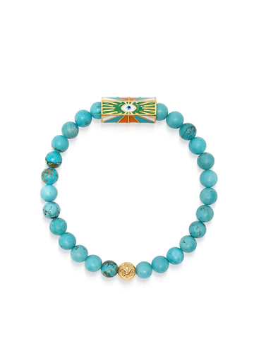 Nialaya Men's Beaded Bracelet Evil Eye Turquoise Bracelet Evil Eye Turquoise Bracelet